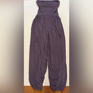 Women's Strapless Wide-Leg Jumpsuit in Dark Purple